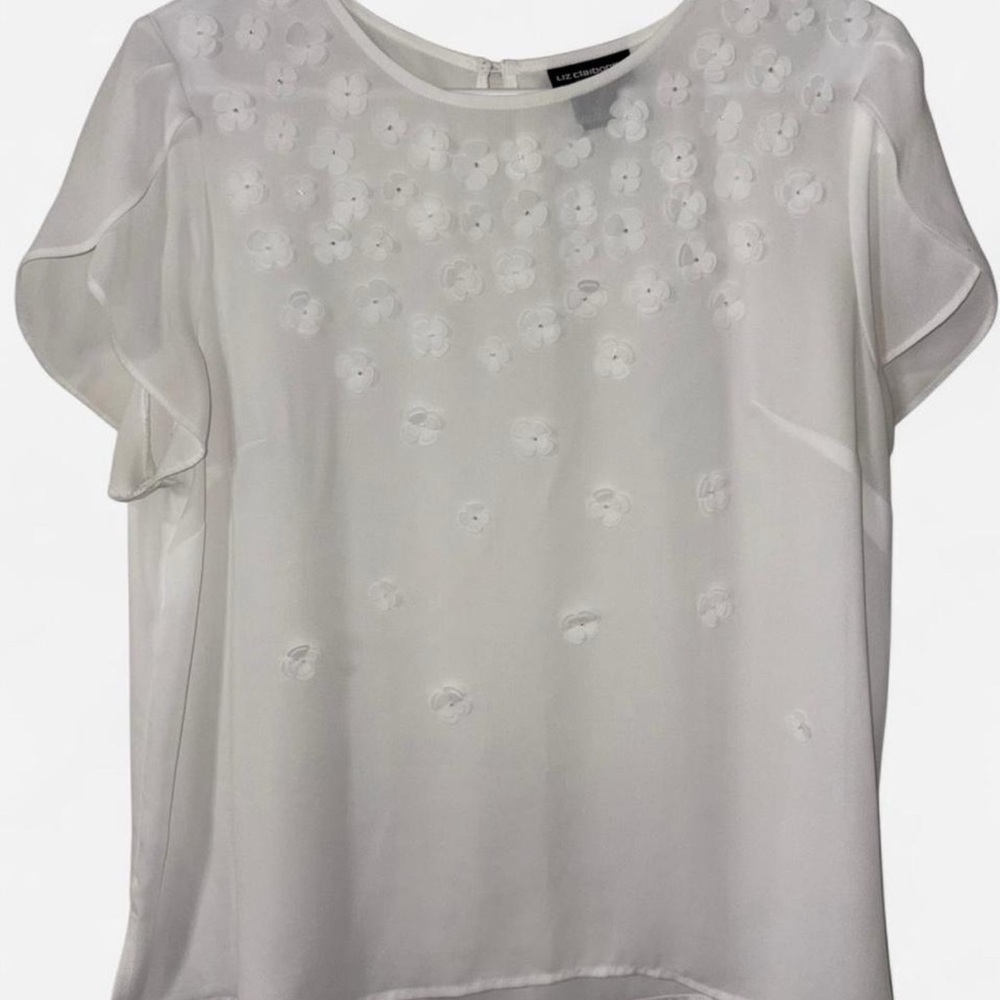 Liz Claiborne White Floral Blouse